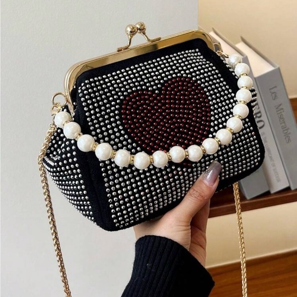 Fashionable Diamond & Chain Décor Clutch Bag With Handle - Picture 2 of 9